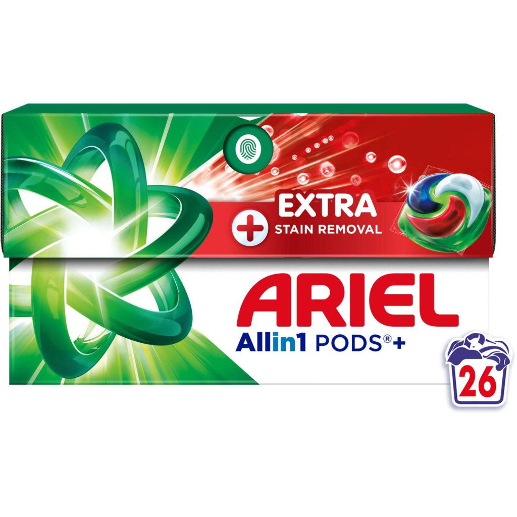 Капсули для прання Ariel Pods+ All-in-1 Extra Stain Removal Екстрасила виведення плям 26 шт. (8700216765305) - фото 2 Капсули для прання Ariel Pods+ All-in-1 Extra Stain Removal Екстрасила виведення плям 26 шт. (8700216765305) - фото 2