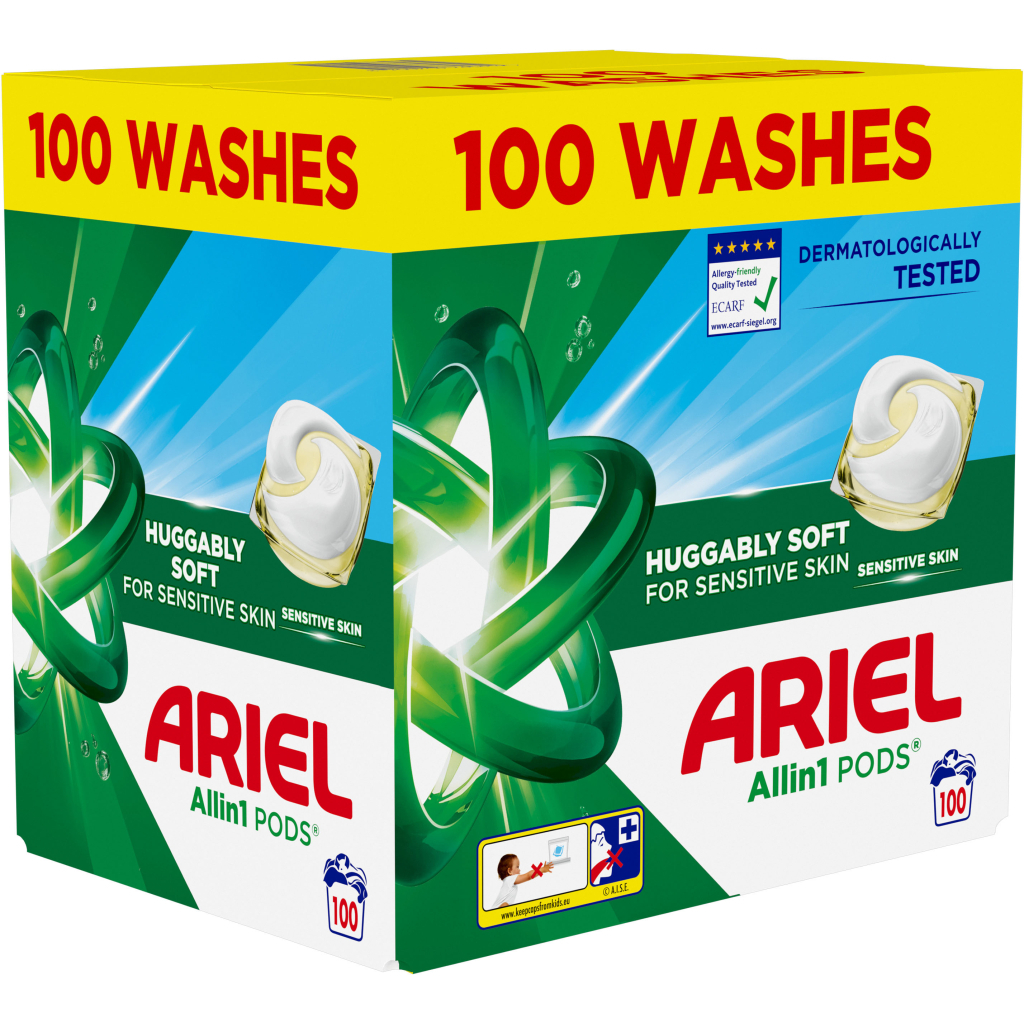 Капсули для прання Ariel Pods All-in-1 Sensitive Skin Для чутливої шкіри 100 шт. (8700216765619) - фото 2 Капсули для прання Ariel Pods All-in-1 Sensitive Skin Для чутливої шкіри 100 шт. (8700216765619) - фото 2
