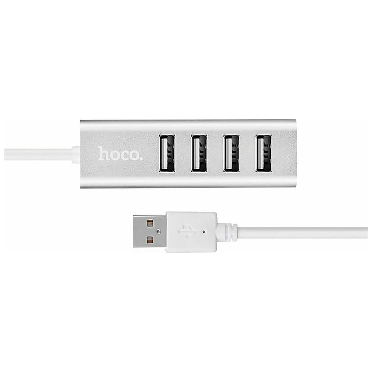 Концентратор HOCO USB 2.0 to 4xUSB Line machine HB1 Silver (6957531038146) - фото 2