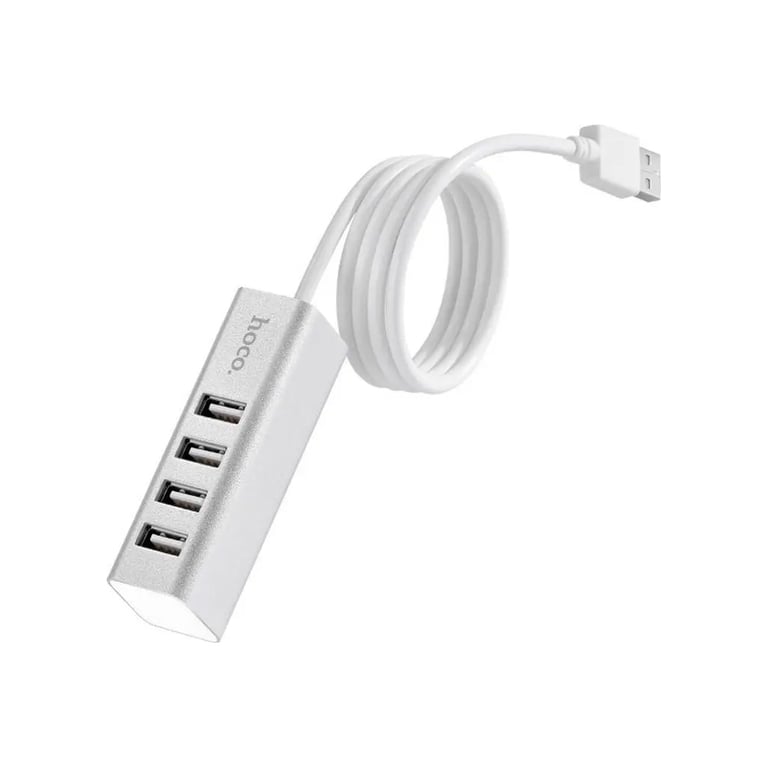 Концентратор HOCO USB 2.0 to 4xUSB Line machine HB1 Silver (6957531038146) - фото 3