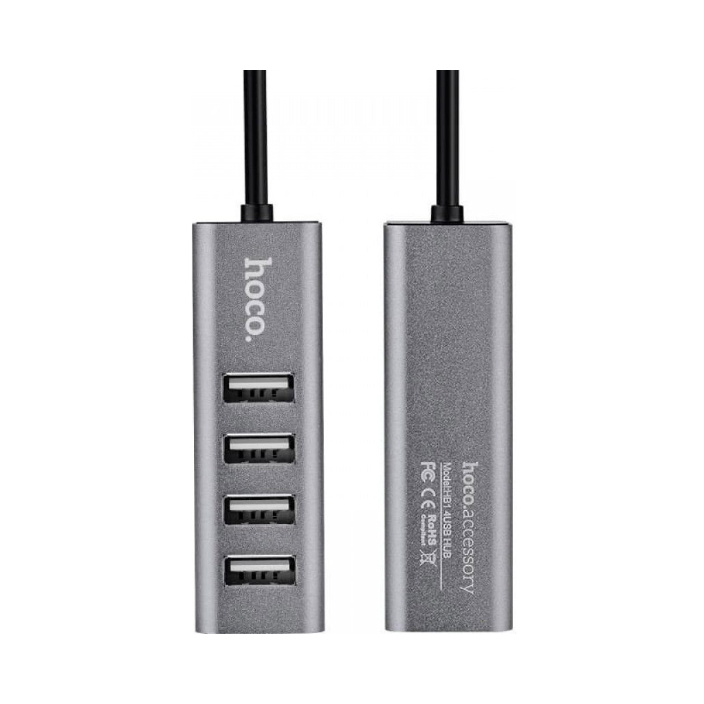 Концентратор HOCO USB 2.0 to 4xUSB Line machine HB1 Tarnish (6957531038139) - фото 3 Концентратор HOCO USB 2.0 to 4xUSB Line machine HB1 Tarnish (6957531038139) - фото 3