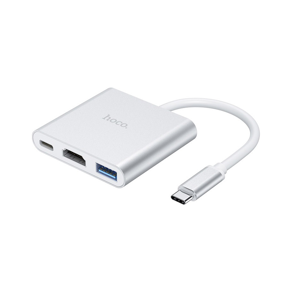 Концентратор HOCO USB-C to USB3.0+HDMI+PD HB14 Silver (6931474725790) - фото 1