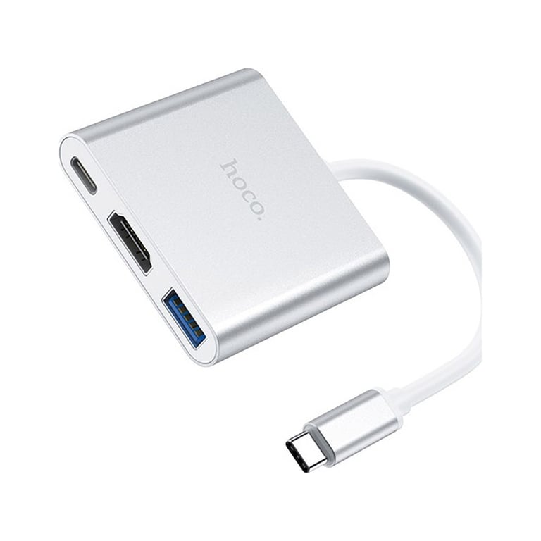 Концентратор HOCO USB-C to USB3.0+HDMI+PD HB14 Silver (6931474725790) - фото 2