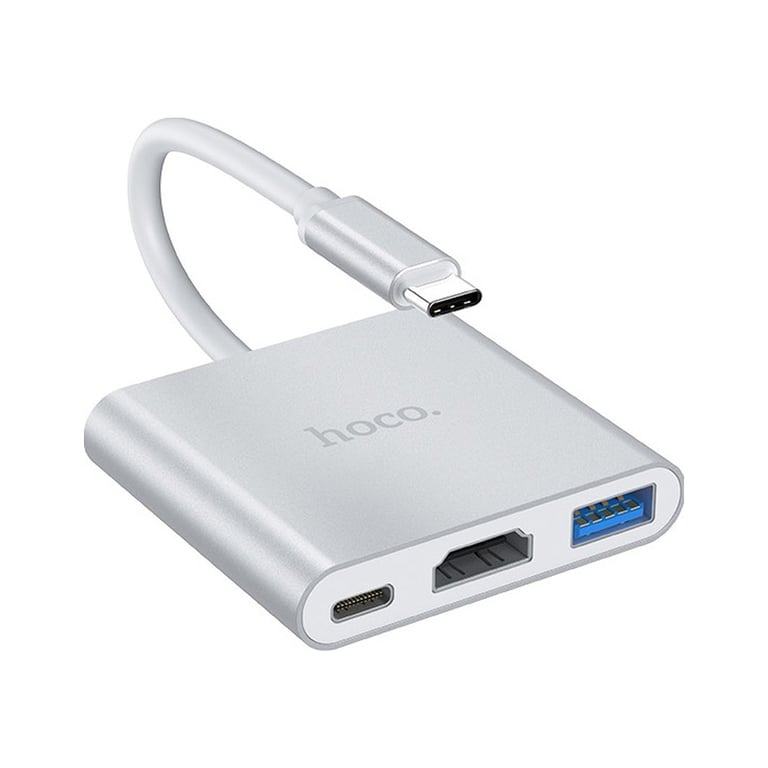 Концентратор HOCO USB-C to USB3.0+HDMI+PD HB14 Silver (6931474725790) - фото 4