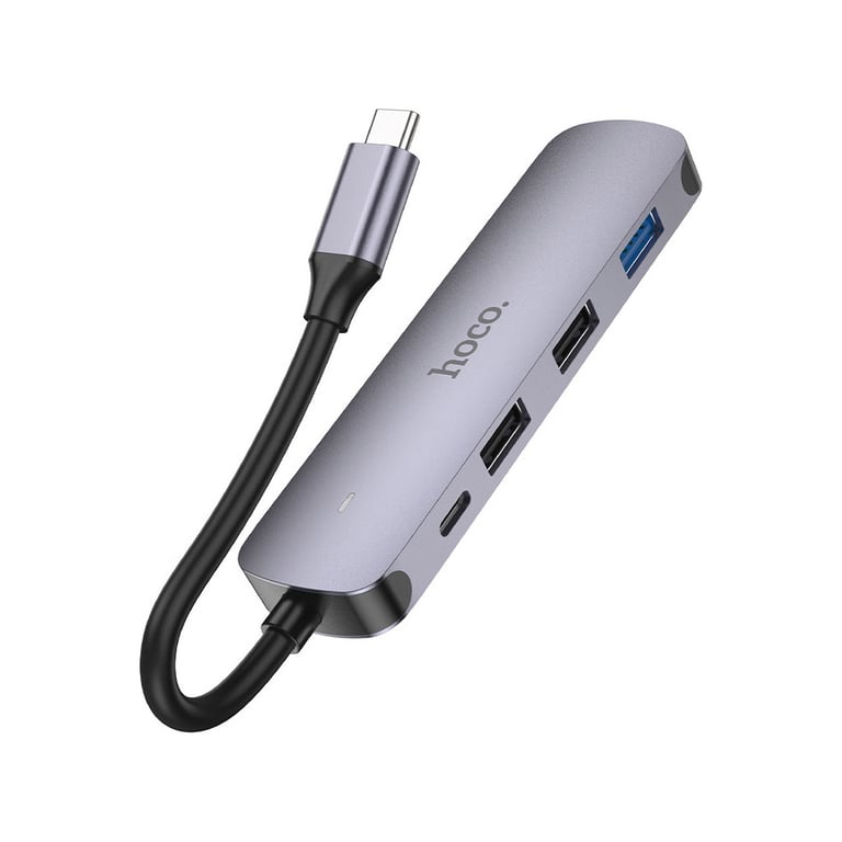 Концентратор HOCO USB-C to HDMI+USB3.0+2xUSB2.0+PD HB27 Metal Gray (6931474769329) - фото 2