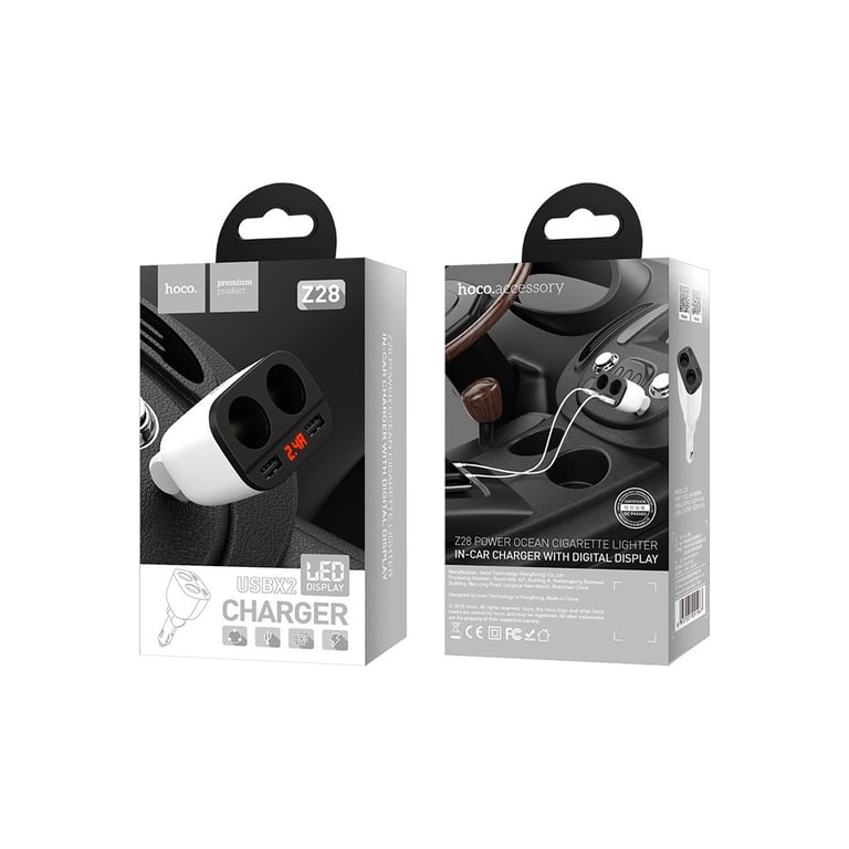 Зарядний пристрій HOCO HOCO Z28 Power ocean 2xUSB + display White (6957531091967) - фото 7