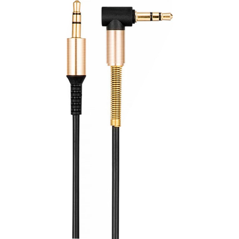 Кабель мультимедійний 3.5mm M to 3.5mm M 1.0m 90° corner Black HOCO (6957531025665) - фото 1