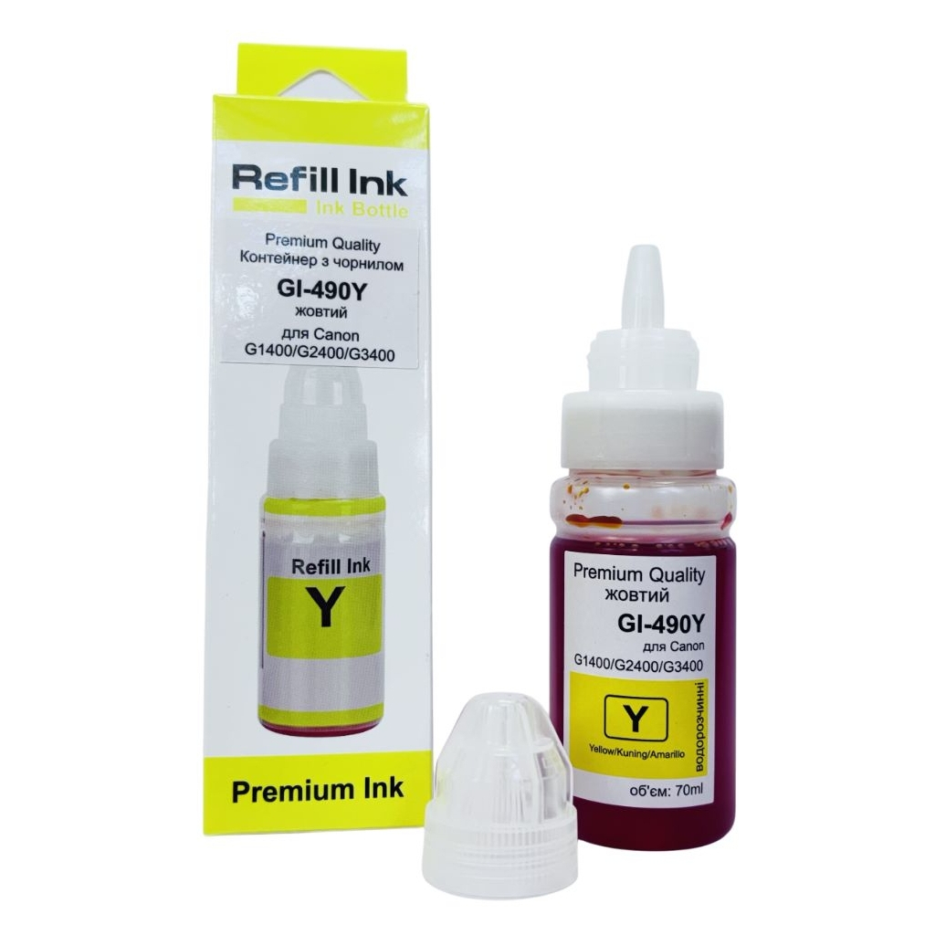 Чорнило Premium Quality Canon GI-490Y 70мл Yellow (70264922) - фото 1