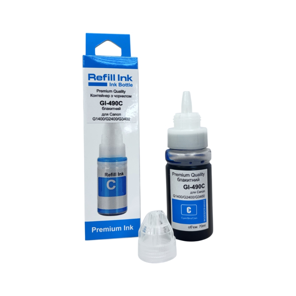 Чорнило Premium Quality Canon GI-490C 70мл Cyan (70264920) - фото 1