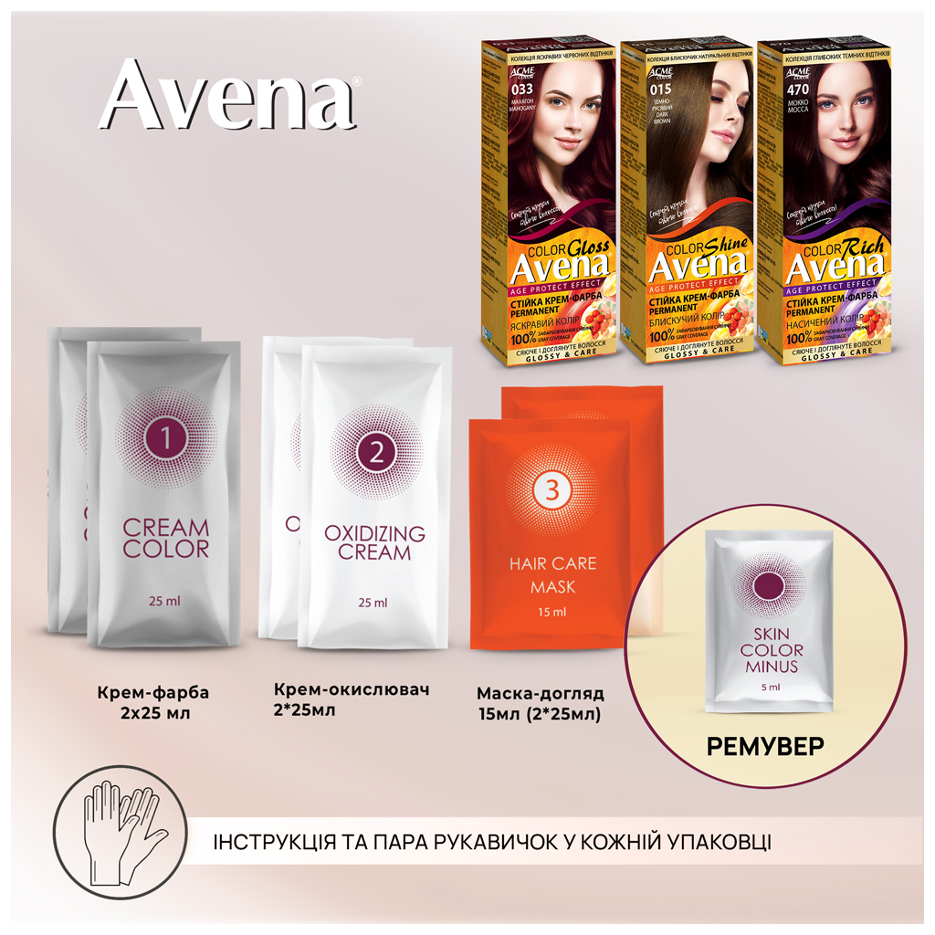 Фарба для волосся Acme Color Avena Gloss Color Стійка 583 - Карамельний шатен (4823115502629) - фото 10 Фарба для волосся Acme Color Avena Gloss Color Стійка 583 - Карамельний шатен (4823115502629) - фото 10