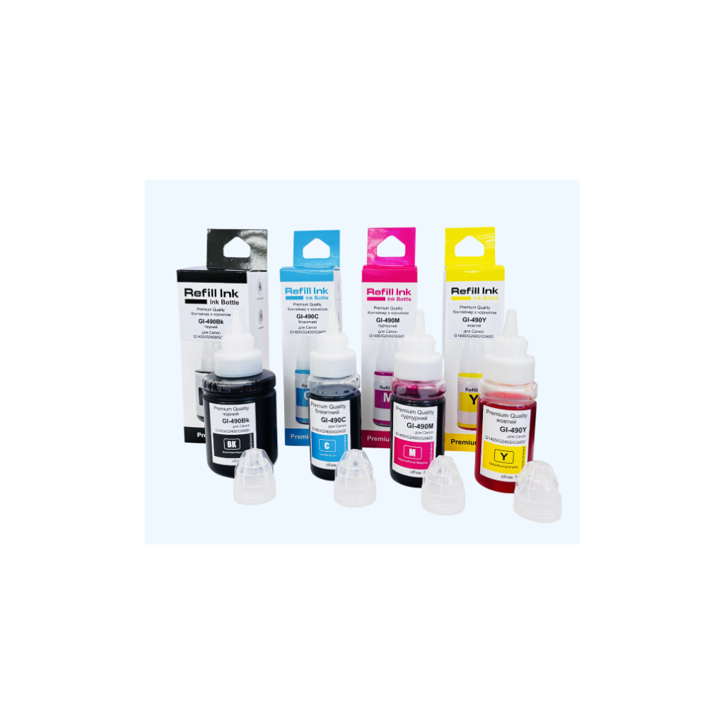 Чорнило Premium Quality Canon GI-490 SET B135ml, C/M/Y 70ml (70264942) - фото 1