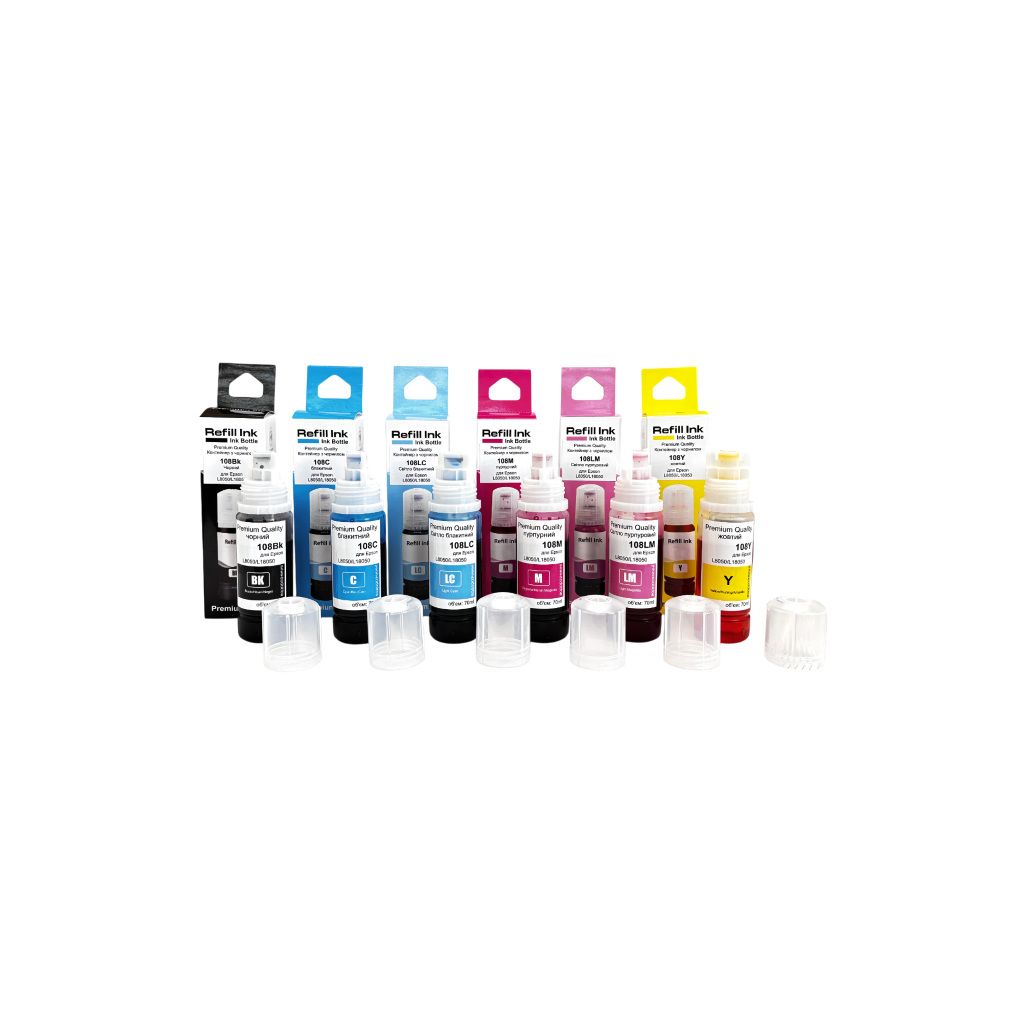 Чорнило Premium Quality Epson 108 SET B/C/M/Yc/Lm 6х70ml (70264940) - фото 1 Чорнило Premium Quality Epson 108 SET B/C/M/Yc/Lm 6х70ml (70264940) - фото 1