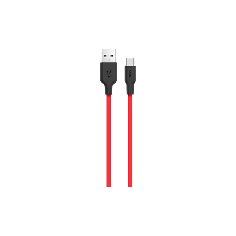 Дата кабель USB 2.0 AM to USB-C 1.0m 2A silicone X21 black+red HOCO (6957531071419) - фото 1