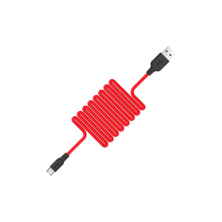 Дата кабель USB 2.0 AM to USB-C 1.0m 2A silicone X21 black+red HOCO (6957531071419) - фото 2