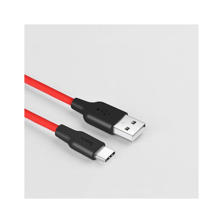 Дата кабель USB 2.0 AM to USB-C 1.0m 2A silicone X21 black+red HOCO (6957531071419) - фото 3