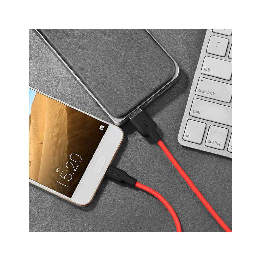 Дата кабель USB 2.0 AM to USB-C 1.0m 2A silicone X21 black+red HOCO (6957531071419) - фото 4 Дата кабель USB 2.0 AM to USB-C 1.0m 2A silicone X21 black+red HOCO (6957531071419) - фото 4