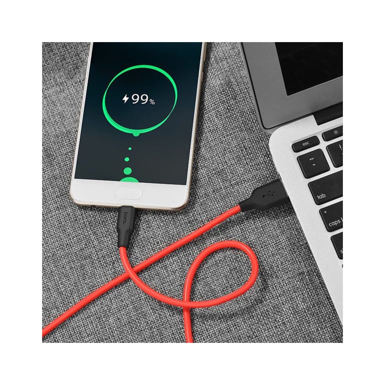 Дата кабель USB 2.0 AM to USB-C 1.0m 2A silicone X21 black+red HOCO (6957531071419) - фото 5