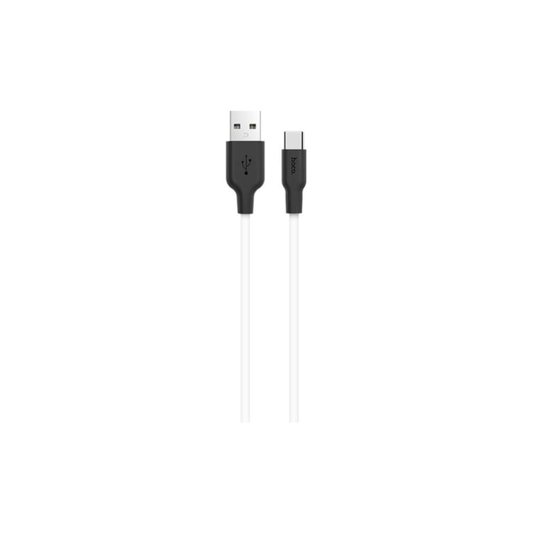 Дата кабель USB 2.0 AM to USB-C 1.0m 2A silicone X21 black+white HOCO (6957531071402) - фото 1