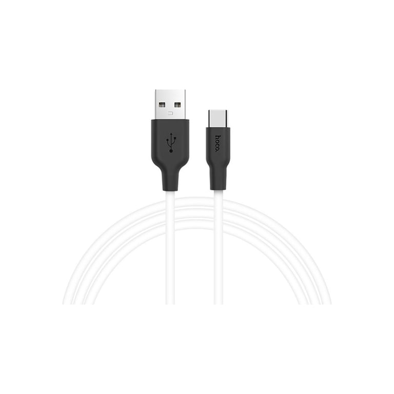 Дата кабель USB 2.0 AM to USB-C 1.0m 2A silicone X21 black+white HOCO (6957531071402) - фото 2
