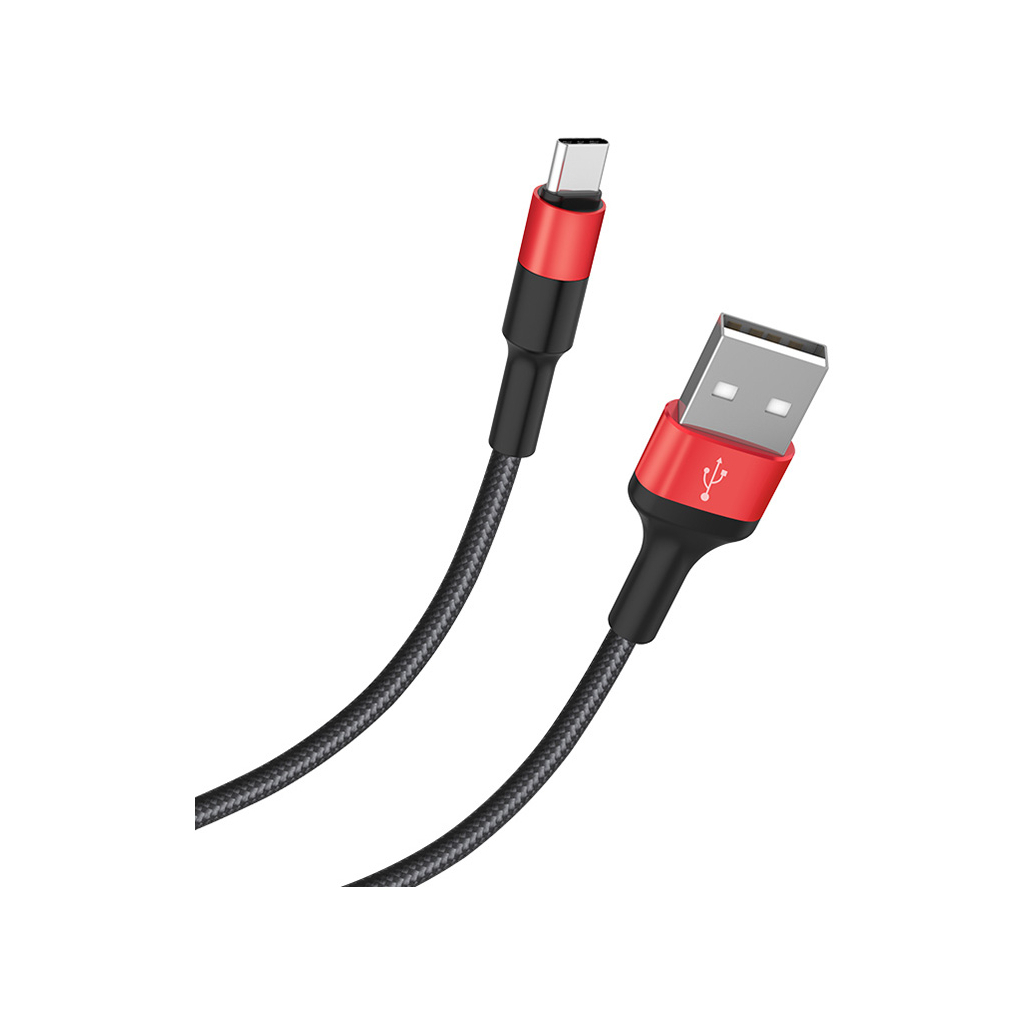 Дата кабель USB 2.0 AM to USB-C 1.0m 2A 18W nylon X26 black+red HOCO (6957531080251) - фото 2 Дата кабель USB 2.0 AM to USB-C 1.0m 2A 18W nylon X26 black+red HOCO (6957531080251) - фото 2