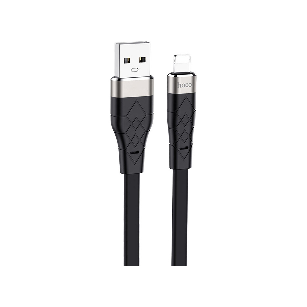 Дата кабель USB 2.0 AM to Lightning 1.0m 2.4A silicone X53 black HOCO (6931474738059) - фото 1