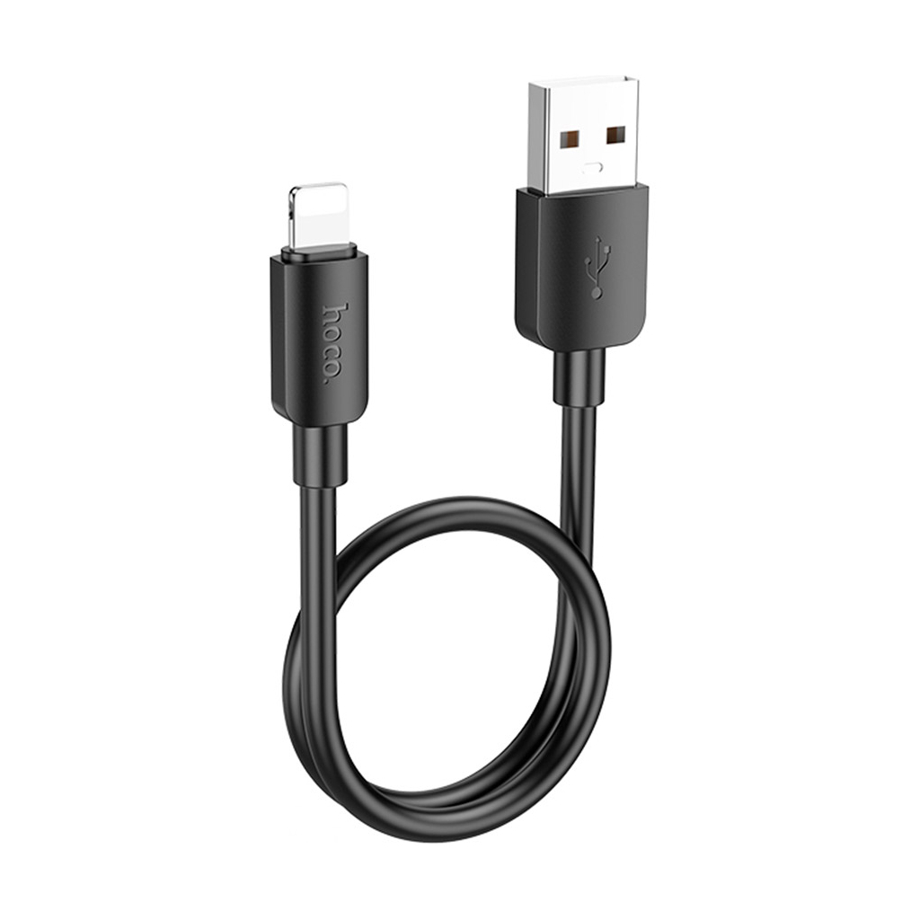 Дата кабель USB 2.0 AM to Lightning 0.25m Hyper X96 black HOCO (6942007609388) - фото 1