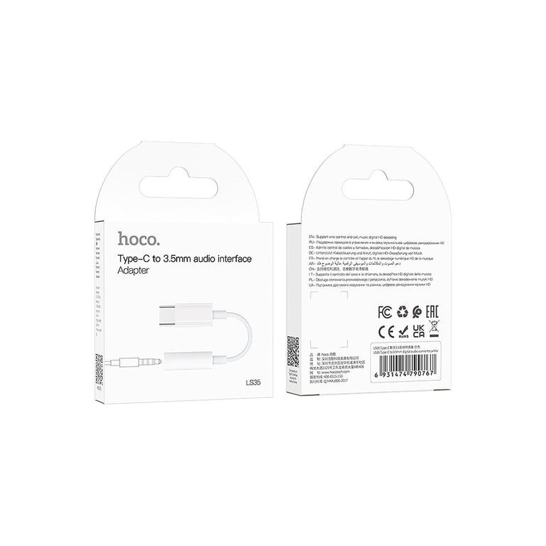 Перехідник USB-C to 3.5mm F LS35 white HOCO (6931474790767) - фото 4