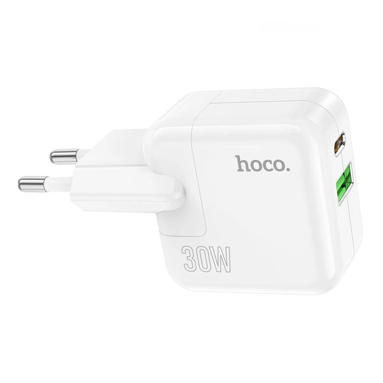 Зарядний пристрій HOCO C111A Lucky 1xUSB-C PD30W + 1xUSB QC3.0 White (6931474790866) - фото 1