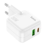 Зарядний пристрій HOCO C111A Lucky 1xUSB-C PD30W + 1xUSB QC3.0 White (6931474790866) - фото 2