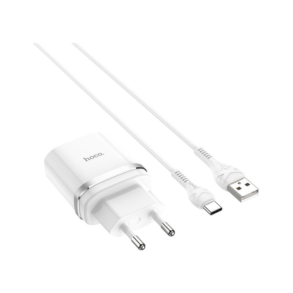 Зарядний пристрій HOCO C12Q Smart USB QC3.0 + cable USB to USB-C 18W White (6931474716309) - фото 1