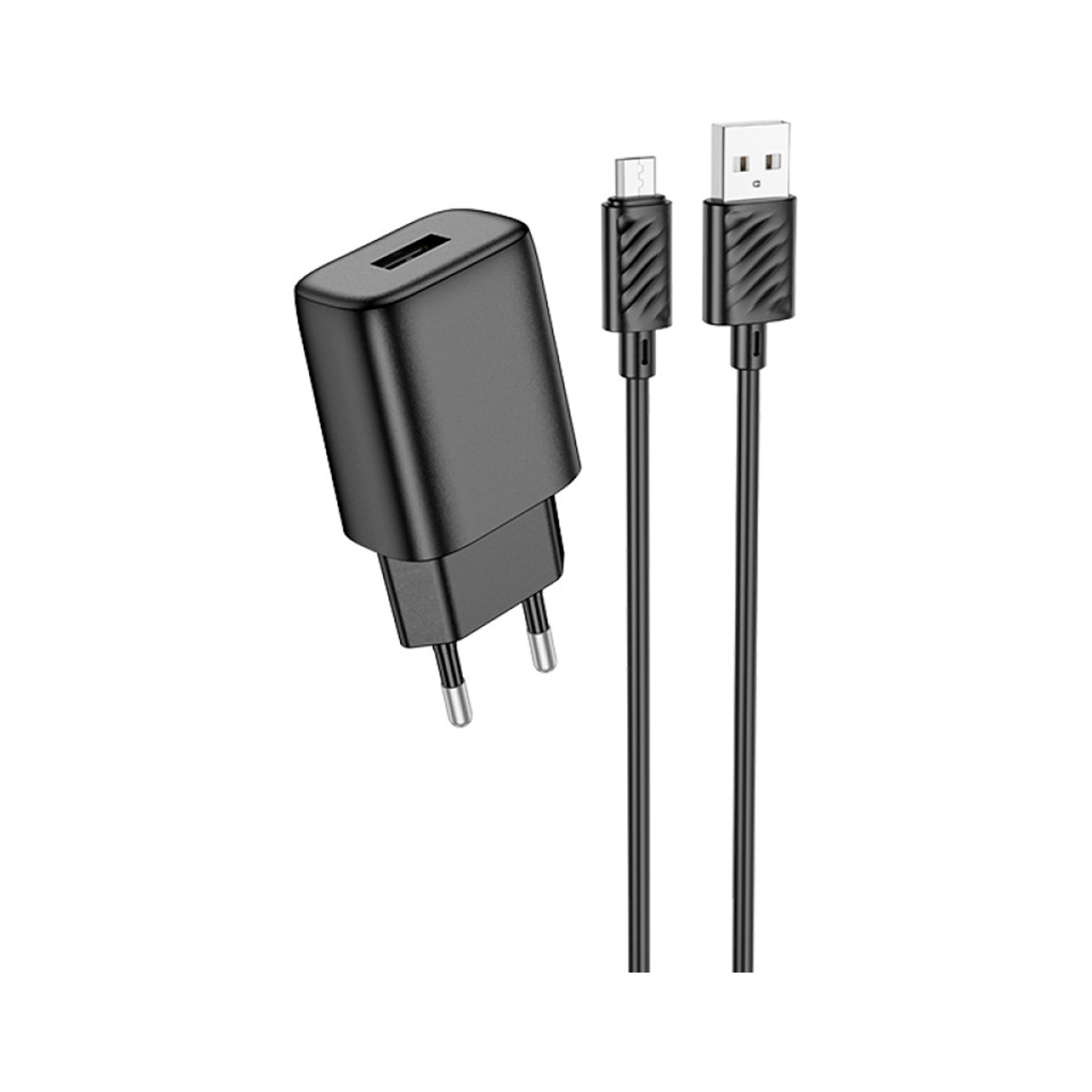 Зарядний пристрій HOCO C134A Solid USB + cable USB to Micro 5P Black (6942007621335) - фото 1 Зарядний пристрій HOCO C134A Solid USB + cable USB to Micro 5P Black (6942007621335) - фото 1