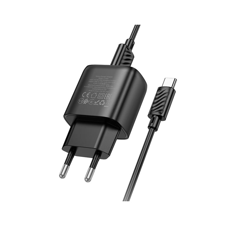 Зарядний пристрій HOCO C140A Smart USB QC3.0 + cable USB to USB-C Black (6942007627825) - фото 4