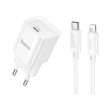 Зарядний пристрій HOCO C146A Charm USB-C PD20W + cable USB-C to Lightning White (6942007630252) - фото 1