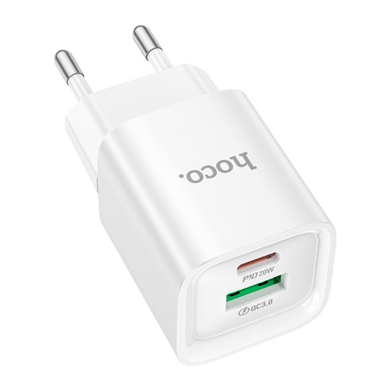 Зарядний пристрій HOCO C147A Charm 1xUSB-C PD20W + 1xUSB QC3.0 White (6942007630276) - фото 2