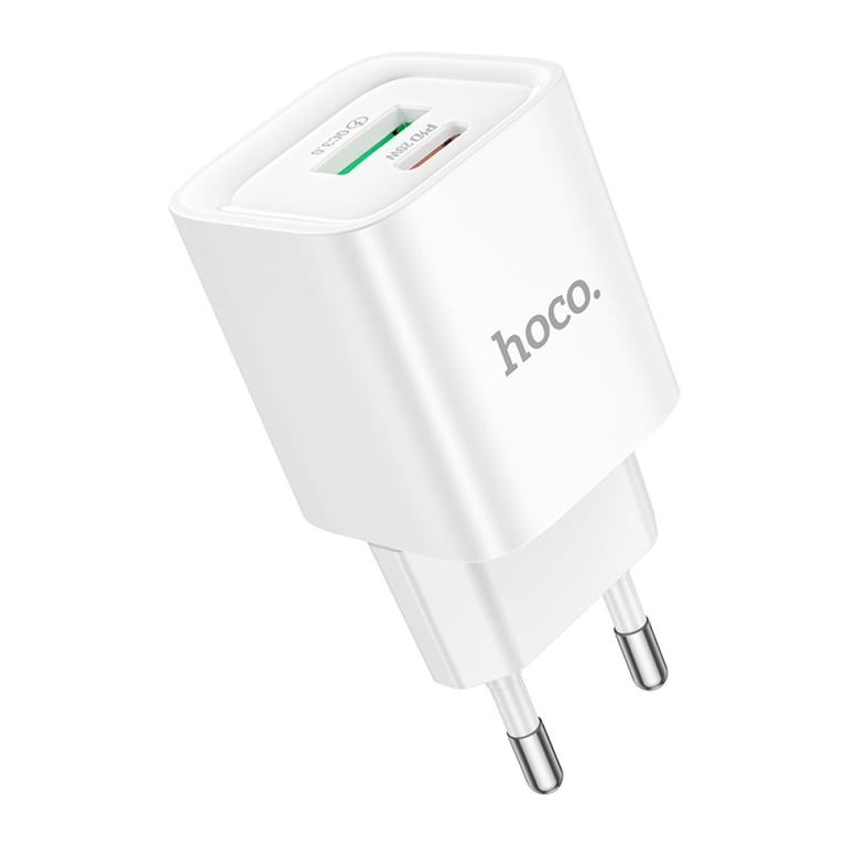 Зарядний пристрій HOCO C147A Charm 1xUSB-C PD20W + 1xUSB QC3.0 White (6942007630276) - фото 4