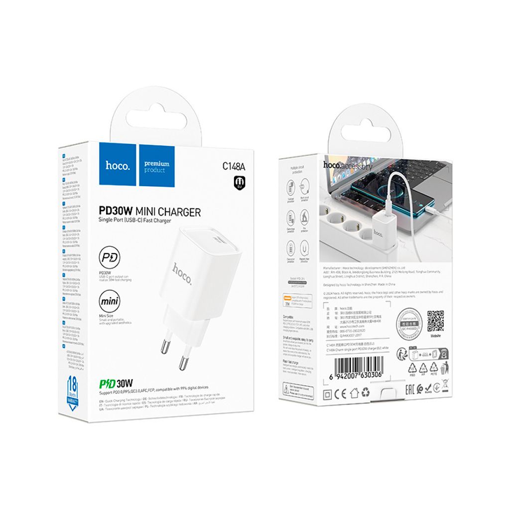 Зарядний пристрій HOCO C148A Charm USB-C PD30W White (6942007630306) - фото 7 Зарядний пристрій HOCO C148A Charm USB-C PD30W White (6942007630306) - фото 7