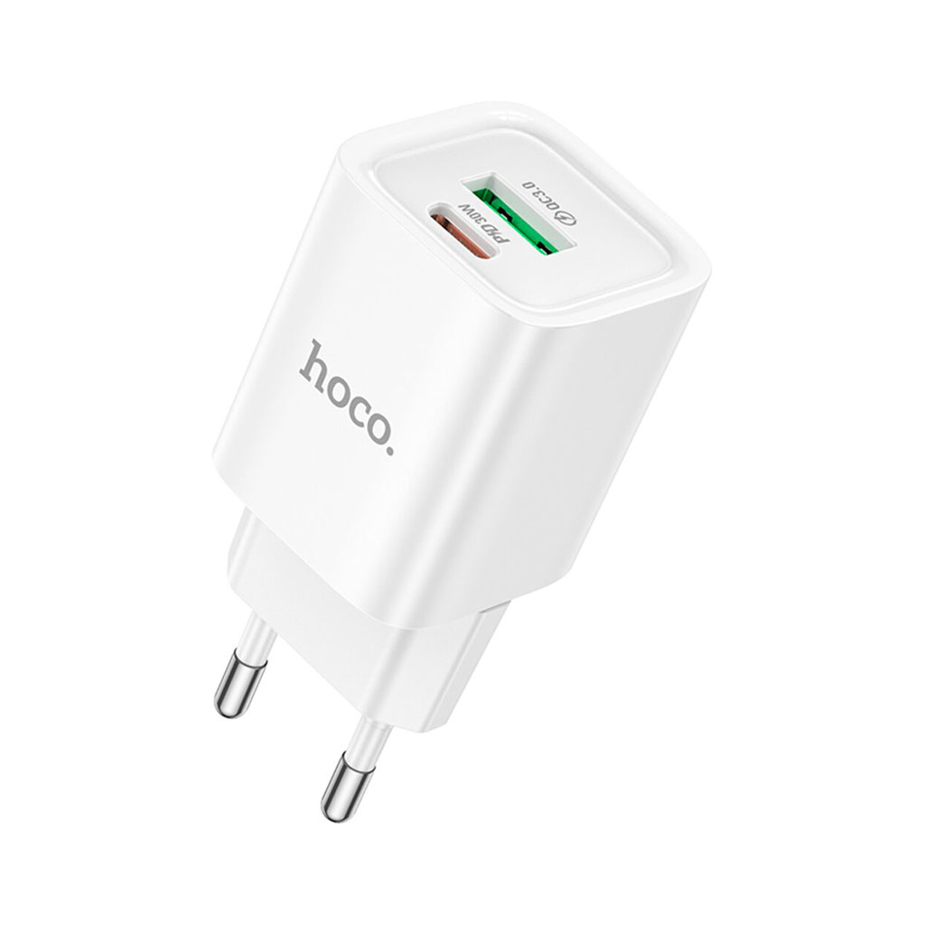 Зарядний пристрій HOCO C149A Charm 1xUSB-C PD30W + 1xUSB QC3.0 White (6942007630337) - фото 1