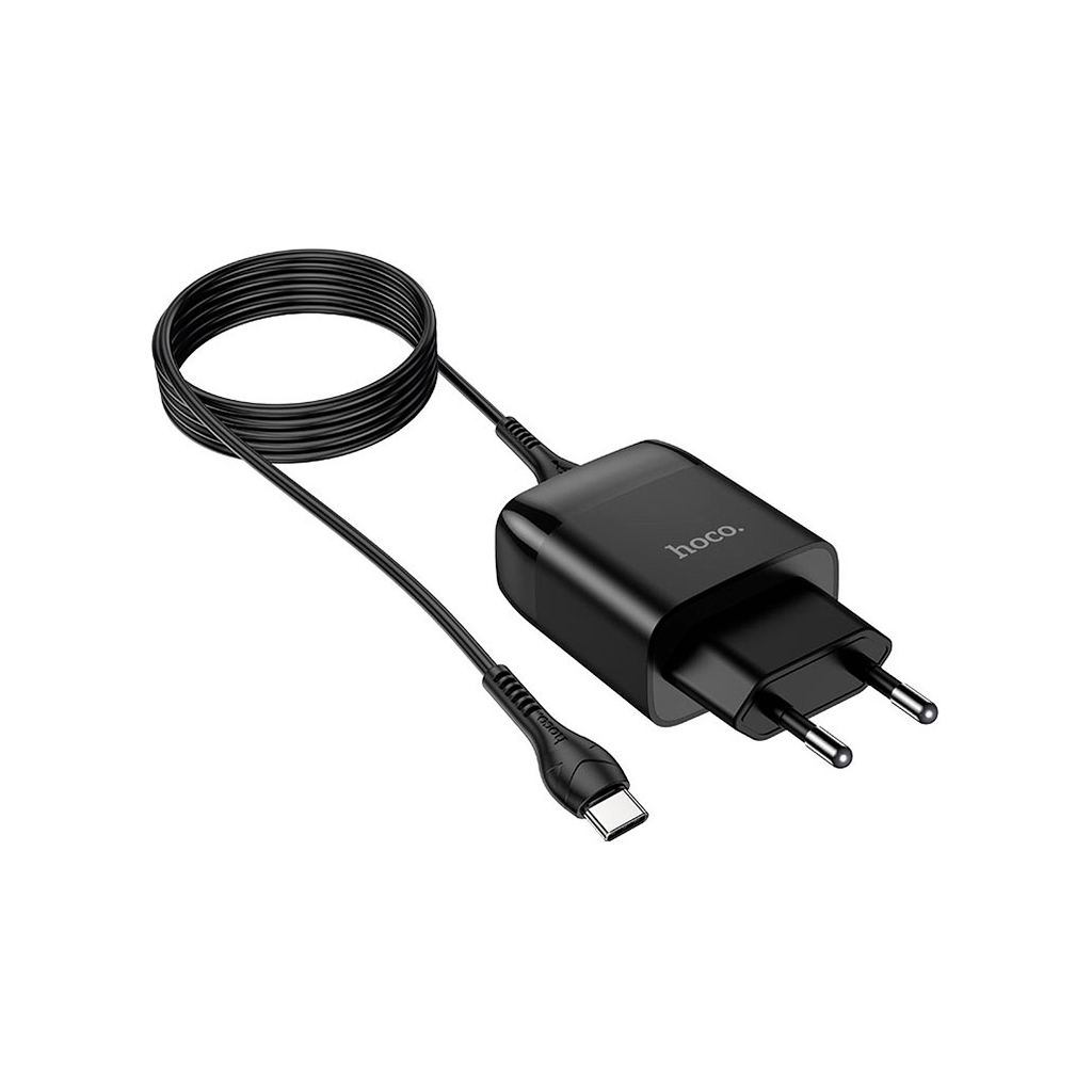 Зарядний пристрій HOCO C72Q Glorious USB QC3.0 + cable USB to USB-C 18W Black (6931474732545) - фото 3 Зарядний пристрій HOCO C72Q Glorious USB QC3.0 + cable USB to USB-C 18W Black (6931474732545) - фото 3