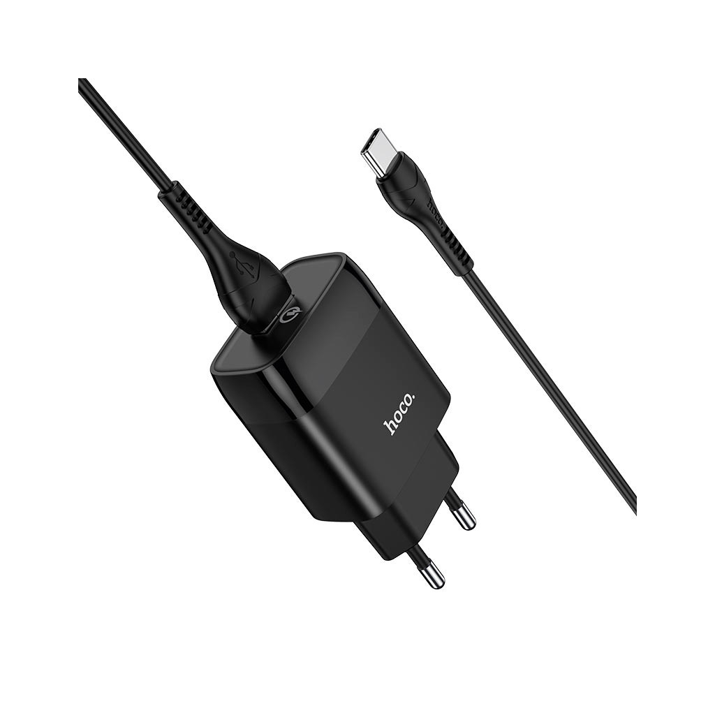 Зарядний пристрій HOCO C72Q Glorious USB QC3.0 + cable USB to USB-C 18W Black (6931474732545) - фото 4 Зарядний пристрій HOCO C72Q Glorious USB QC3.0 + cable USB to USB-C 18W Black (6931474732545) - фото 4
