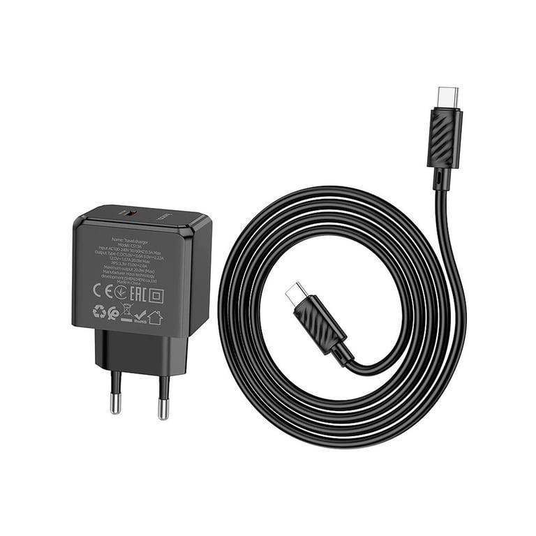 Зарядний пристрій HOCO CS13A Ocean USB-C PD20W + cable USB-C to USB-C Black (6942007603843) - фото 3