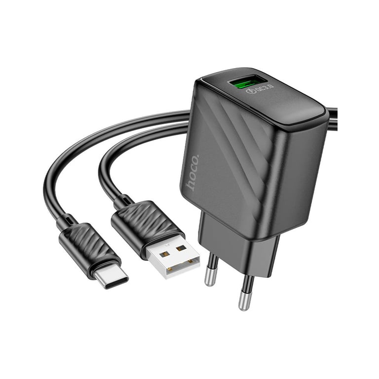 Зарядний пристрій HOCO CS21A Rich USB QC3.0 + cable USB to USB-C Black (6942007609906) - фото 2