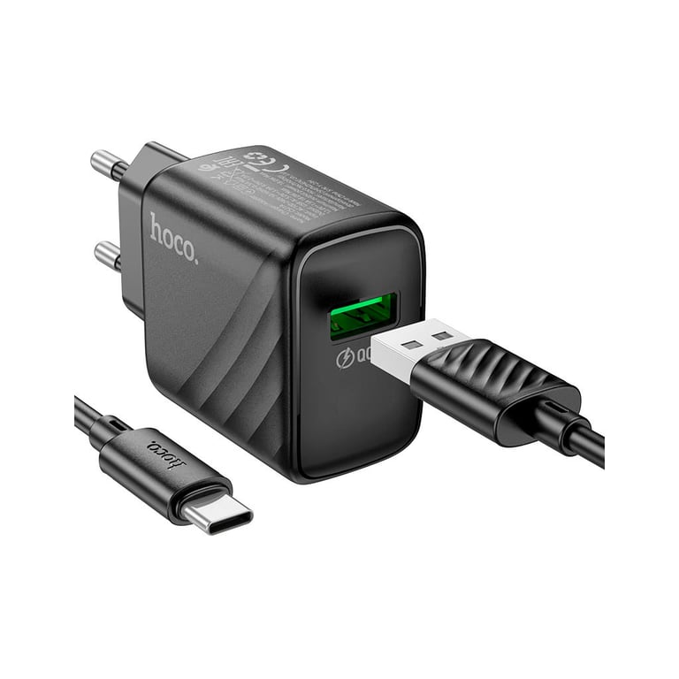 Зарядний пристрій HOCO CS21A Rich USB QC3.0 + cable USB to USB-C Black (6942007609906) - фото 5