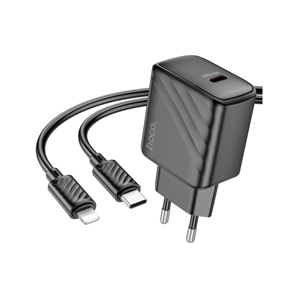 Зарядний пристрій HOCO CS22A Value USB-C PD30W + cable USB-C to Lightning Black (6942007609920) Зарядний пристрій HOCO CS22A Value USB-C PD30W + cable USB-C to Lightning Black (6942007609920)