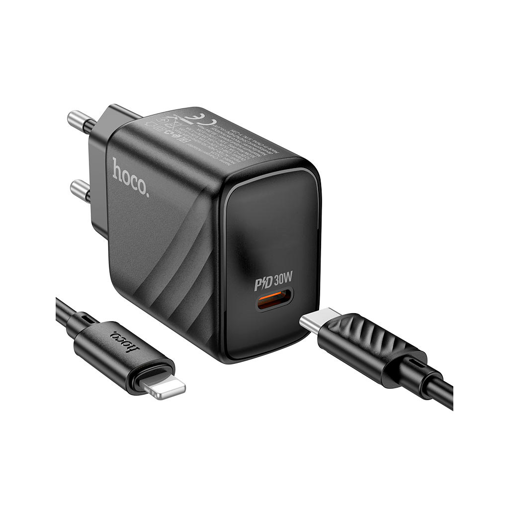 Зарядний пристрій HOCO CS22A Value USB-C PD30W + cable USB-C to Lightning Black (6942007609920) - фото 4 Зарядний пристрій HOCO CS22A Value USB-C PD30W + cable USB-C to Lightning Black (6942007609920) - фото 4