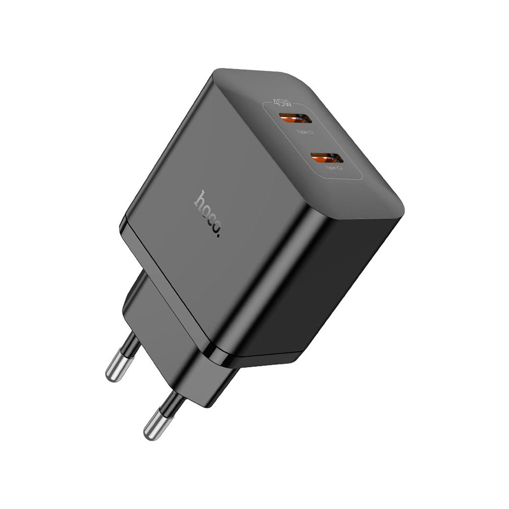 Зарядний пристрій HOCO N35 Streamer 2xUSB-C PD45W GaN Black (6931474797193) Зарядний пристрій HOCO N35 Streamer 2xUSB-C PD45W GaN Black (6931474797193)