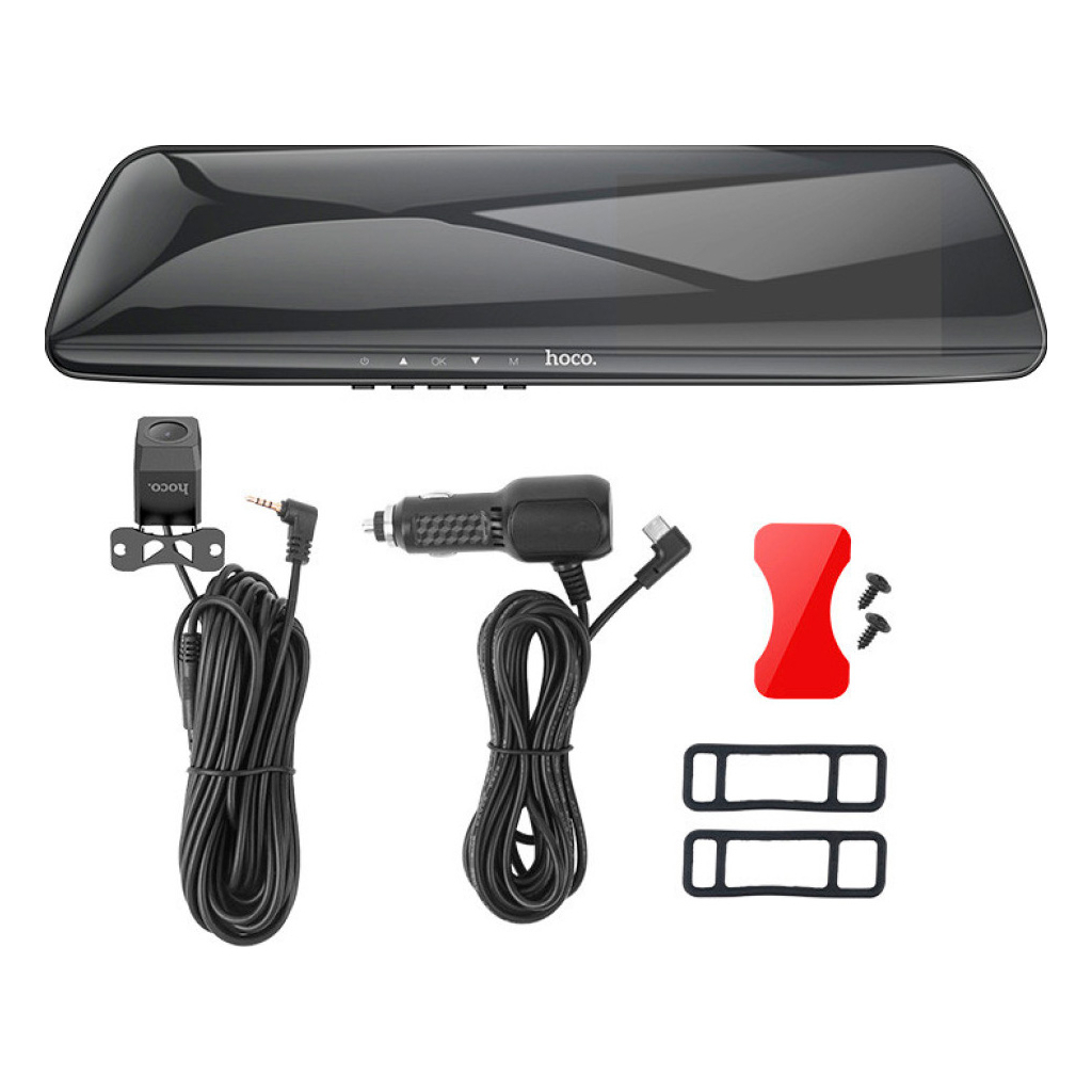 Відеореєстратор HOCO DV4 4.5-inch rearview mirror driving recorder dual-channel Black (6942007616782) - фото 5 Відеореєстратор HOCO DV4 4.5-inch rearview mirror driving recorder dual-channel Black (6942007616782) - фото 5