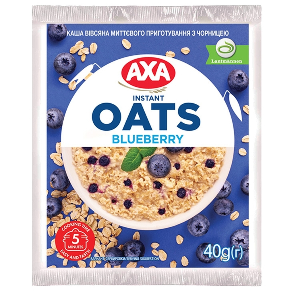 Їжа швидкого приготування АХА Каша Вівсяна з чорницею 40 г (4820008123251) - фото 1
