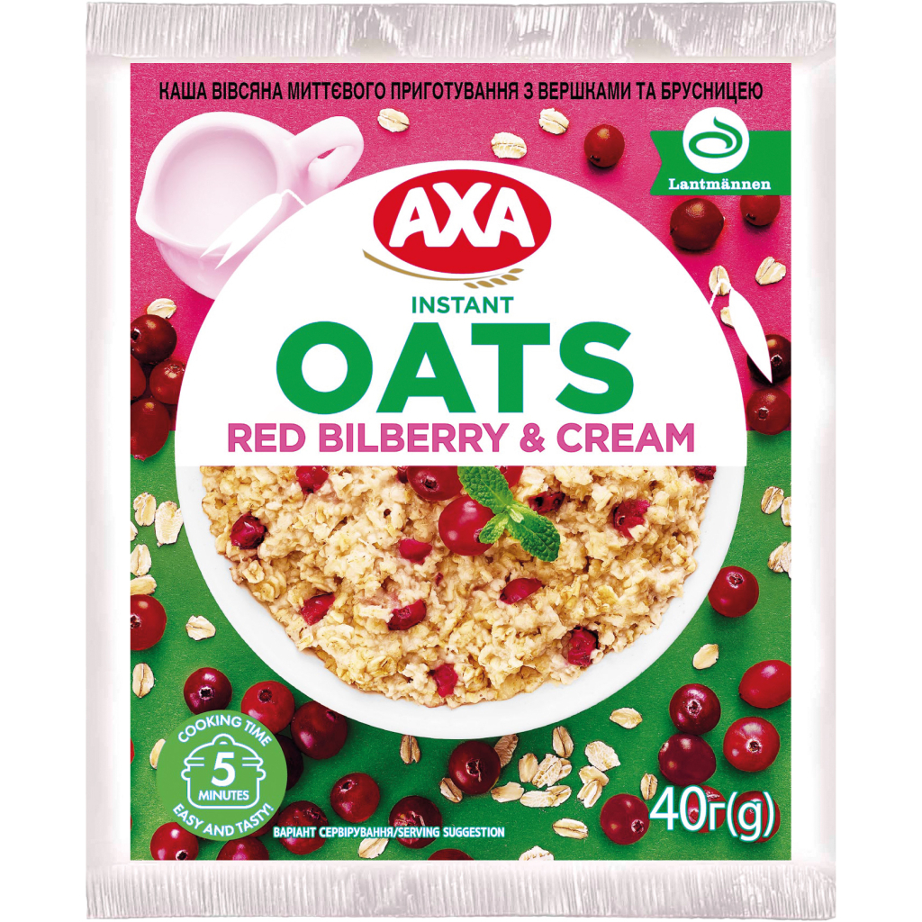Їжа швидкого приготування АХА Каша Вівсяна з вершками та брусницею 40 г (4820008128485) - фото 1