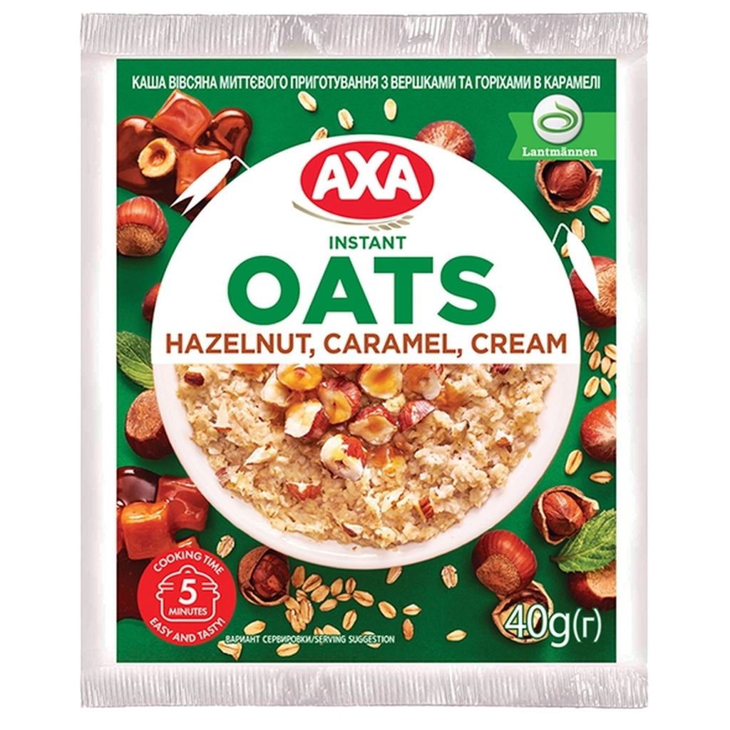 Їжа швидкого приготування АХА Каша Вівсяна з вершками та горіхами в карамелі 40 г (4820008128515) - фото 1 Їжа швидкого приготування АХА Каша Вівсяна з вершками та горіхами в карамелі 40 г (4820008128515) - фото 1