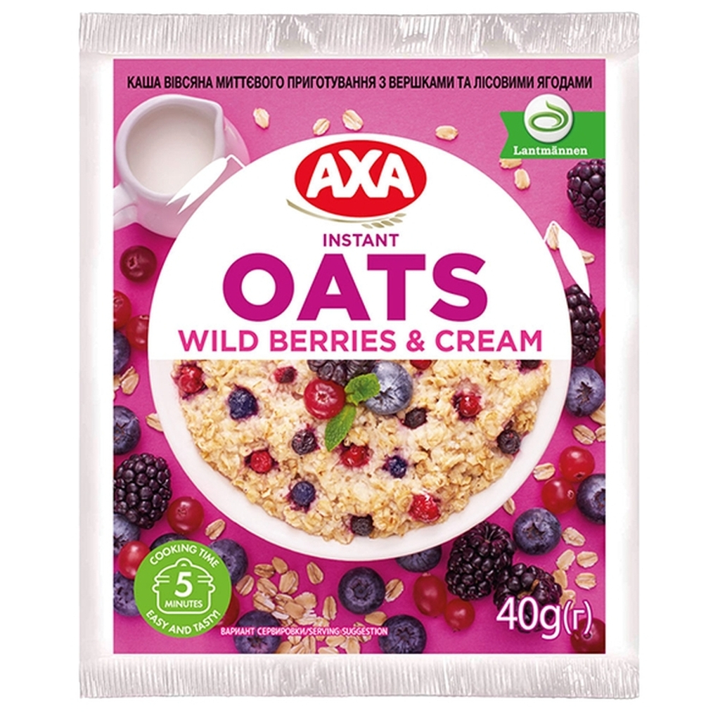 Їжа швидкого приготування АХА Каша Вівсяна вершками та лісовими ягодами 40 г (4820008126344) - фото 1